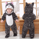 Baby Cute Grey Stripes Cat Onesie Kigurumi Pajamas Animal Costumes for Unisex Babys