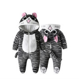 Baby Cute Grey Stripes Cat Onesie Kigurumi Pajamas Animal Costumes for Unisex Babys