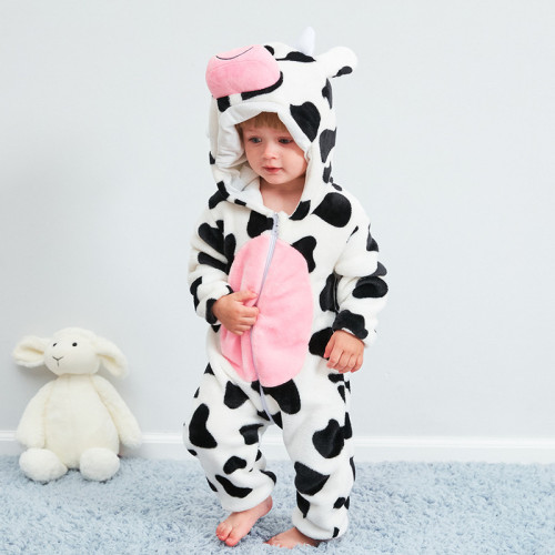 Baby White Cow Onesie Kigurumi Pajamas Animal Costumes for Unisex Babys