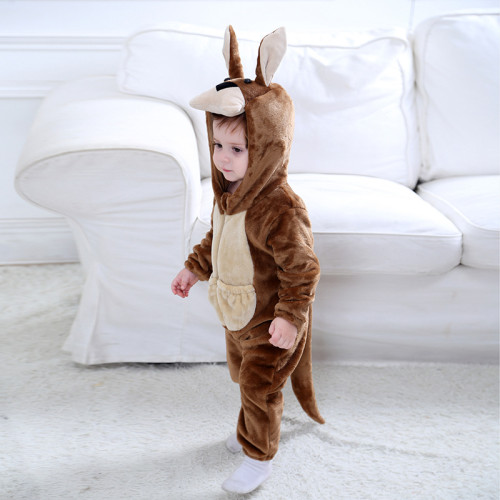 Baby Brown Kangaroo Onesie Kigurumi Pajamas Animal Costumes for Unisex Babys