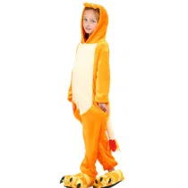 Kids Orange Dinosaur Onesie Kigurumi Pajamas Animal Costumes for Unisex Children