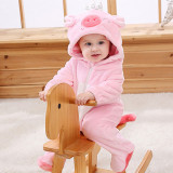 Baby Pink Crown Pig Onesie Kigurumi Pajamas Animal Costumes for Unisex Babys