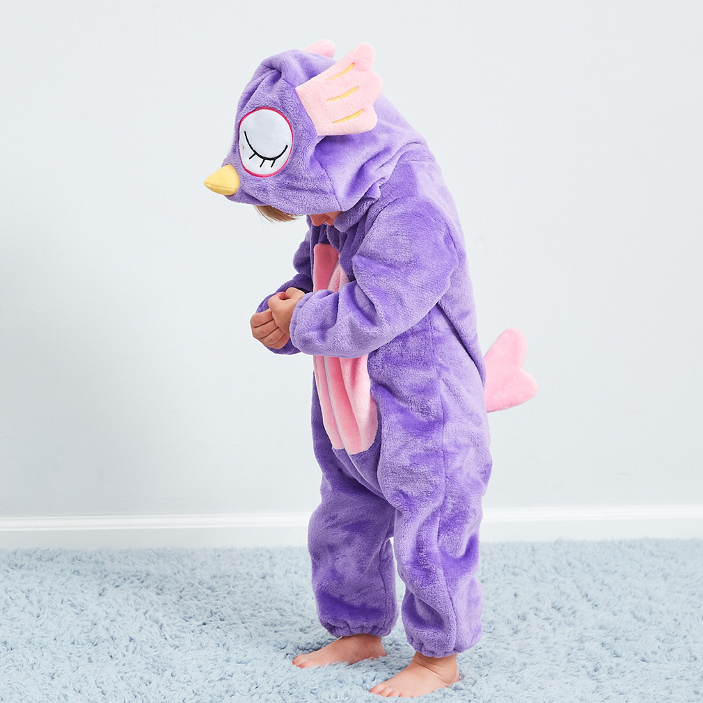 Baby Purple Owl Onesie Kigurumi Pajamas Animal Costumes for Unisex Babys