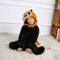 Kids Brown Raccoon Onesie Kigurumi Pajamas Animal Costumes for Unisex Children