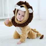 Baby Brown Leo Lion Onesie Kigurumi Pajamas Animal Costumes for Unisex Babys