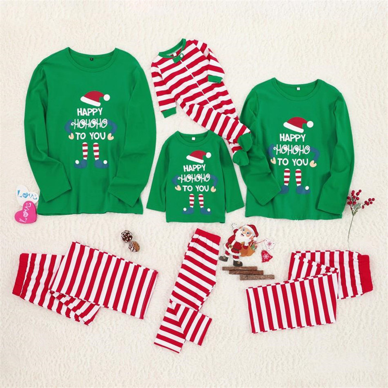 Matching Merry Christmas Stripes Print Cozy and Festive Christmas Pajamas for the Whole Family