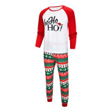 Christmas Family Matching Sleepwear Pajamas Sets White Hohoho Hat Top and Christmas Stocking Pants