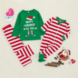 Christmas Family Matching Sleepwear Family Pajamas Sets Happy ELF Hohoho Top and Red Stripes Pants