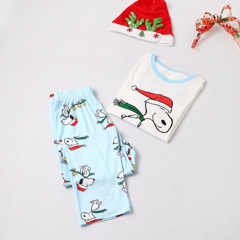 Christmas Family Matching Sleepwear Pajamas Sets Print Cartoon Snoopy Top And Pants