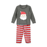 Christmas Family Matching Sleepwear Pajamas Sets Grey Father Christmas Top and Red Stripes Pants