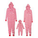 Christmas Family Matching Sleepwear Pajamas Sets Red Stripes Hoodies Jumpsuit