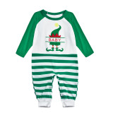 Christmas Family Matching Sleepwear Pajamas Sets ELF Mommy Daddy Baby Top and Green Stripes Pants
