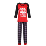 Christmas Family Matching Sleepwear Pajamas Sets Red Slogan ELF Top and Plaid Pants