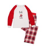 Christmas Family Matching Sleepwear Pajamas Sets Red Deer Top and Plaids Pants