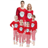 Christmas Family Matching Sleepwear Pajamas Sets Red Christmas Santa Claus Top and Stripes Pants