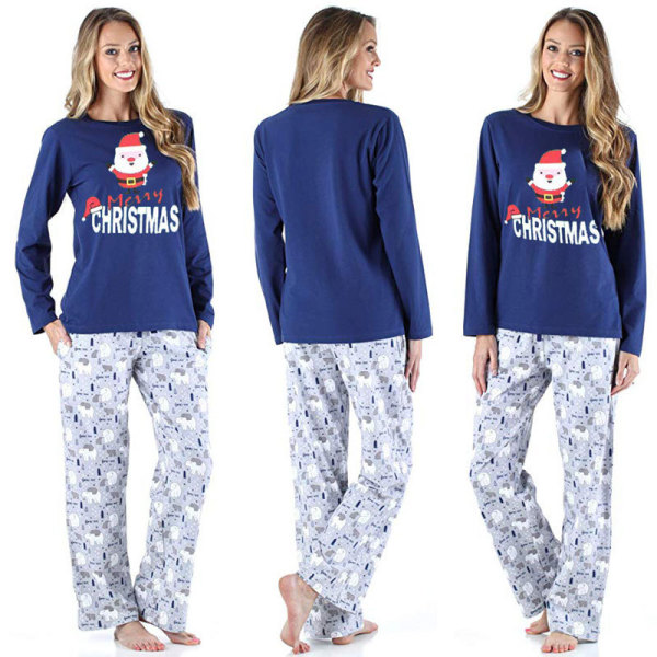 Christmas Family Matching Sleepwear Pajamas Sets Blue Top and White ...