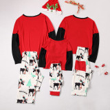 Christmas Family Matching Sleepwear Pajamas Sets Red Moose Top and White Print Trees Pants