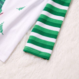 Christmas Family Matching Sleepwear Pajamas Sets Green ELF Top and Green Stripes Pants