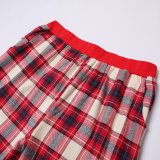 Christmas Family Matching Sleepwear Pajamas Sets Red Deer Top and Plaids Pants