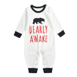 Christmas Family Matching Sleepwear Pajamas Sets White Slogan Bear Top and Plaids Pants