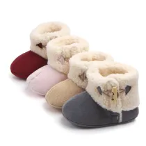 Baby Toddlers Boy Girls Flannel Wool Non-Skid Indoor Slipper Winter Warm Shoes Socks
