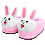 Cozy Flannel Cute Pink Long Ears Rabbit Animal House Family Winter Warm Footwear