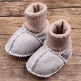 Baby Toddlers Girls Boy PU Add Wool Winter Warm Shoes Snow Boot