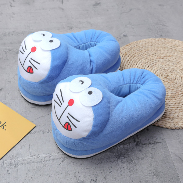 Cozy Flannel Blue Doraemon Animal House Family Winter Warm Footwear