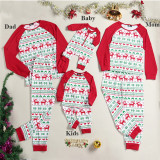 Christmas Family Matching Sleepwear Pajamas Sets White Prints Deers Hearts Top and Pants