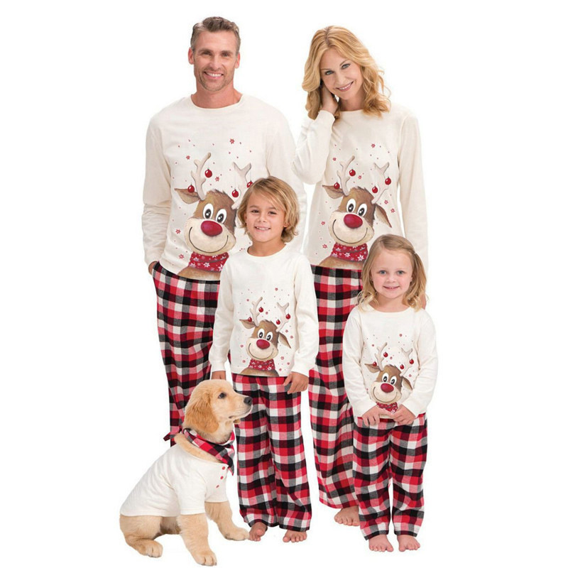 Christmas Family Matching Sleepwear Pajamas Sets White Christmas Deer ...