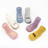 Baby Toddlers Girls Boy Cute Bear Bowtie Non-Skid Indoor Winter Warm Shoes Socks