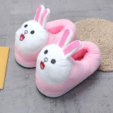 Cozy Flannel Cute Pink Long Ears Rabbit Animal House Family Winter Warm Footwear