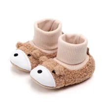 Baby Toddlers Boy Girls Plush Puppy Non-Skid Indoor Slipper Winter Warm Shoes Socks