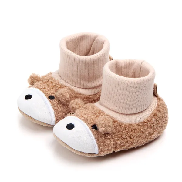 Baby Toddlers Boy Girls Plush Puppy Non-Skid Indoor Slipper Winter Warm Shoes Socks