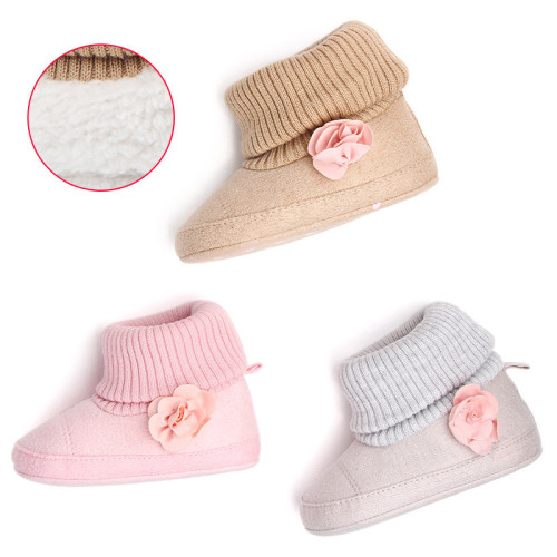 Baby Toddlers Girls Flower Non-Skid Indoor Add Wool Winter Warm Shoes Socks