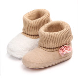 Baby Toddlers Girls Flower Non-Skid Indoor Add Wool Winter Warm Shoes Socks