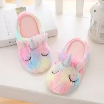 Adult Cozy Flannel Rainbow Unicorn Animal House Winter Warm Soft Sole Footwear