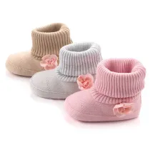 Baby Toddlers Girls Flower Non-Skid Indoor Add Wool Winter Warm Shoes Socks