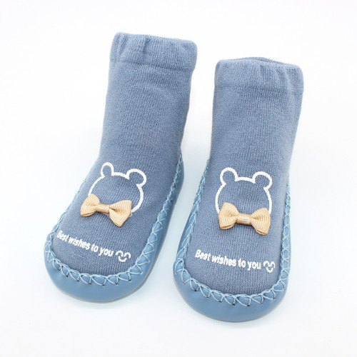 Baby Toddlers Girls Boy Cute Bear Bowtie Non-Skid Indoor Winter Warm Shoes Socks
