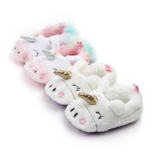 Baby Toddlers Girls Boy Flannel Plush Unicorn Non-Skid Indoor Add Wool Winter Warm Shoes Socks