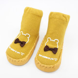 Baby Toddlers Girls Boy Cute Bear Bowtie Non-Skid Indoor Winter Warm Shoes Socks