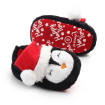 Baby Toddlers Boy Girls Flannel Christmas Penguin Animal Non-Skid Indoor Slipper Winter Warm Shoes Socks