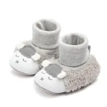 Baby Toddlers Girls Boy Plush Sheep Non-Skid Indoor Add Wool Winter Warm Shoes Socks