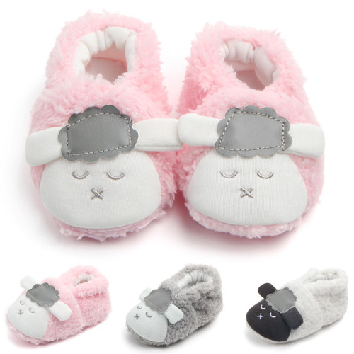 Baby Toddlers Boy Girls Plush Sheep Non-Skid Indoor Slipper Winter Warm Shoes Socks