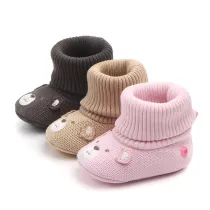 Baby Toddlers Boy Girls Knit Wool Bear Animal Non-Skid Indoor Slipper Winter Warm Shoes Socks