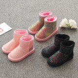 Kid Toddler Girls Glitters Sequins Winter Warm Snow Short Boots