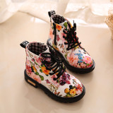 Kid Girl Flowers British Oxford Martin Ankle Boots