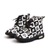 Kid Girl PU British Oxford Martin Ankle Boots Prints Poker Pattern