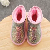 Kid Toddler Girls Glitters Sequins Winter Warm Snow Short Boots