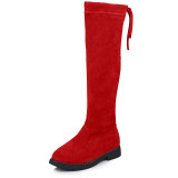 Kid Girl Pure Color Suede Over the Knee Boots